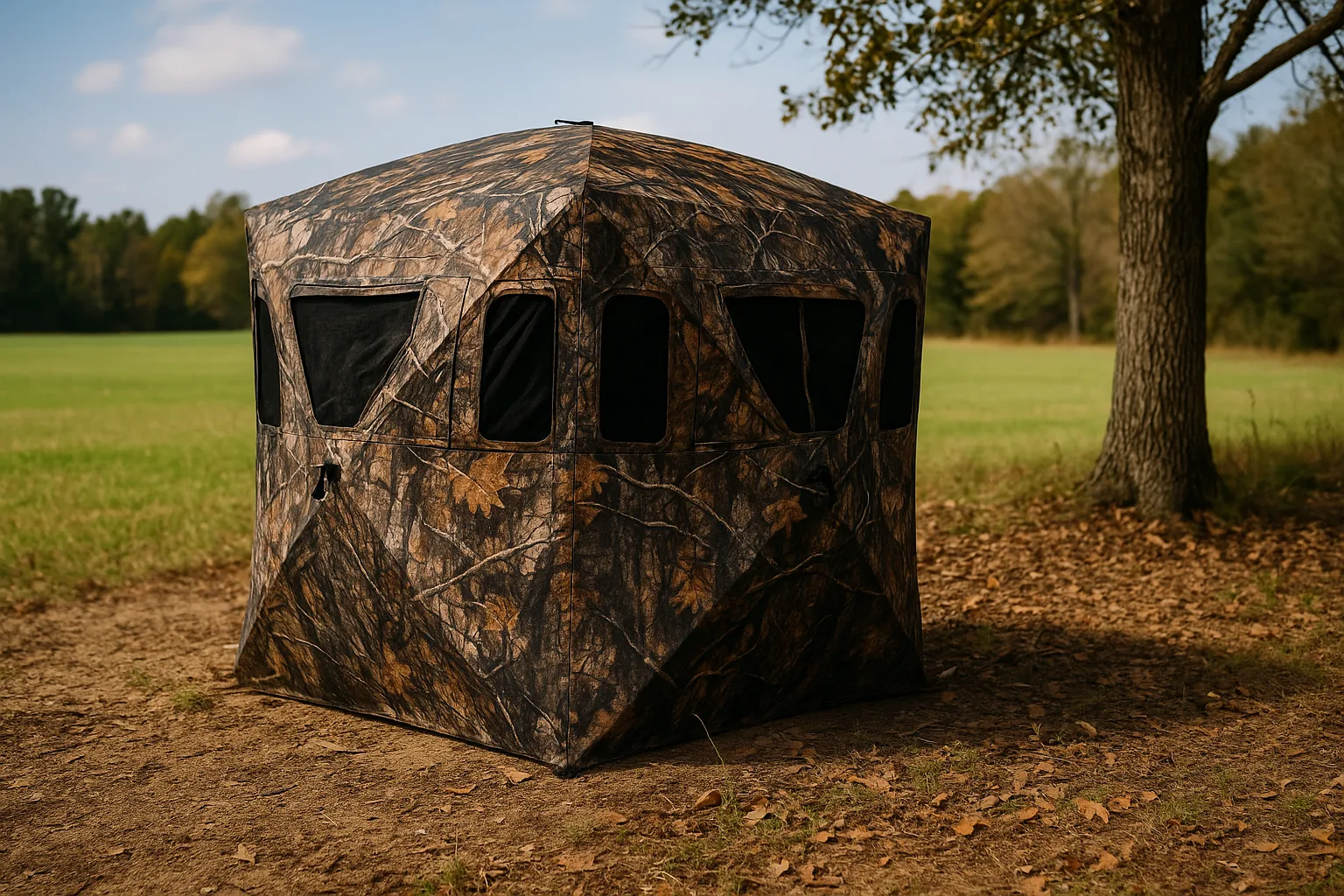 Camo ground blind setup